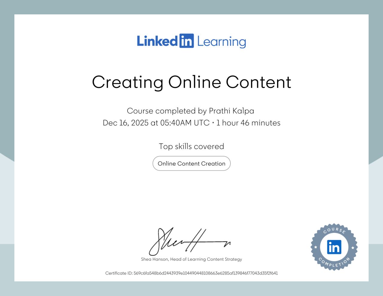 Creating Online Content Certificate